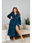 Женский махровый халат большого размера с капюшоном бирюзовый бирюза 52/54