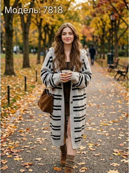 Жіночий кардиган з капюшоном сірий, шоколад, бежевий, графіт