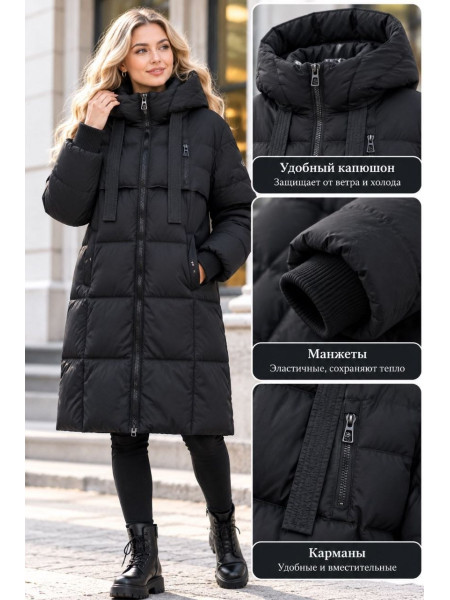 Жіноче зимове пальто з капюшоном норма