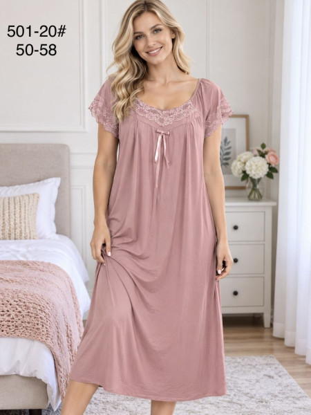 Женская ночная рубашка пудрового цвета Женская ночная рубашка пудрового цвета